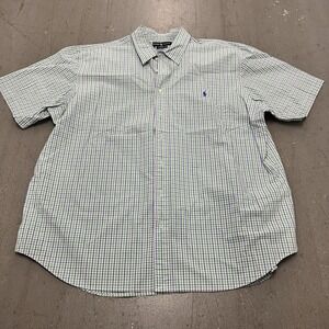 Polo Ralph Lauren Men's 2XB Short Sleeve Classic Fit Button Down Pink and Purple